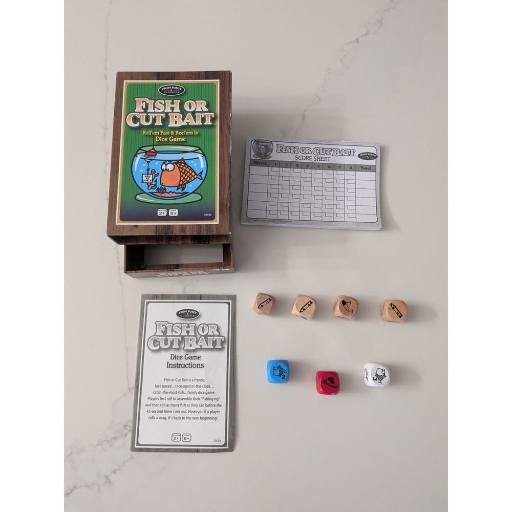 Fish or Cut Bait Dice Game Front Porch Fun (Complete Set)